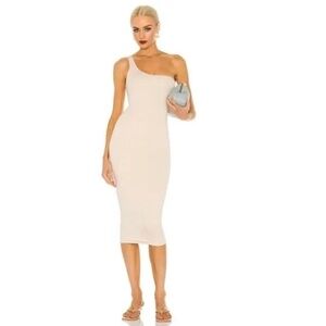 Sold Out RE ONA Sophia One Shoulder Midi Dress Ivory Large